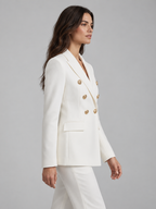 Women's double-breasted blazer in white