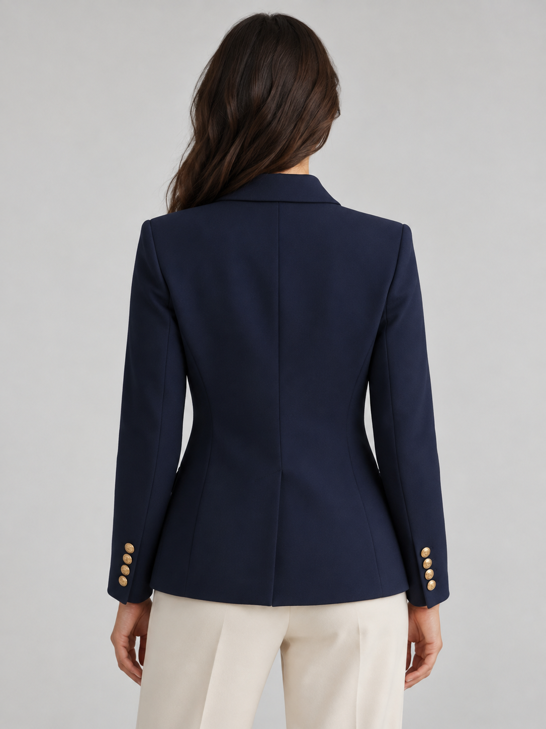 Women's double-breasted blazer in navy