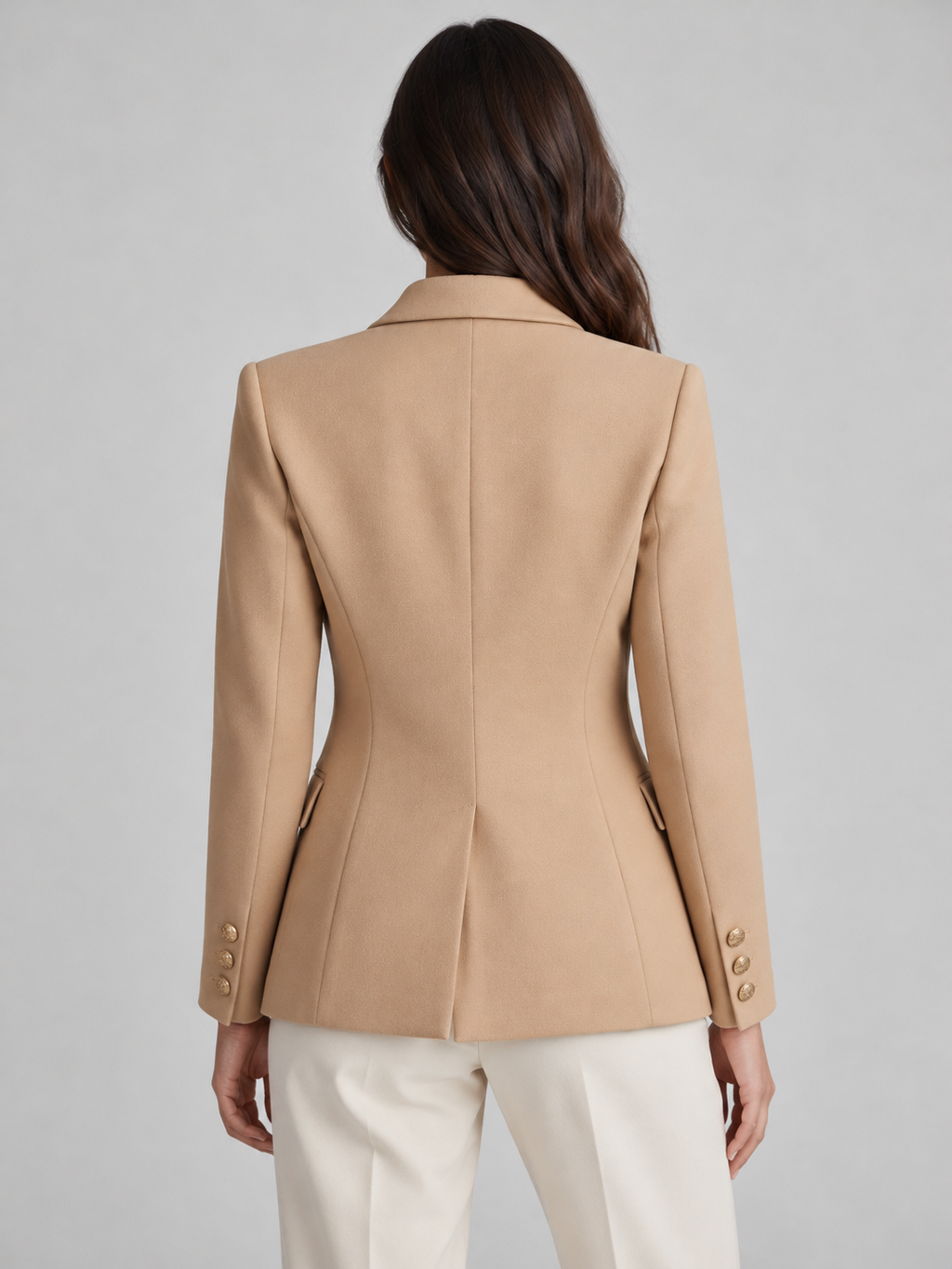 Women's double-breasted blazer in khaki
