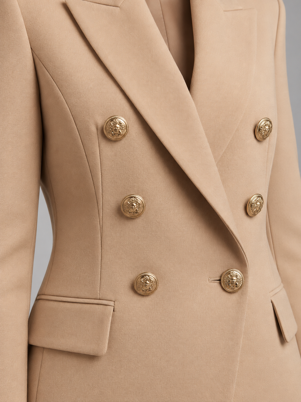 Women's double-breasted blazer in khaki