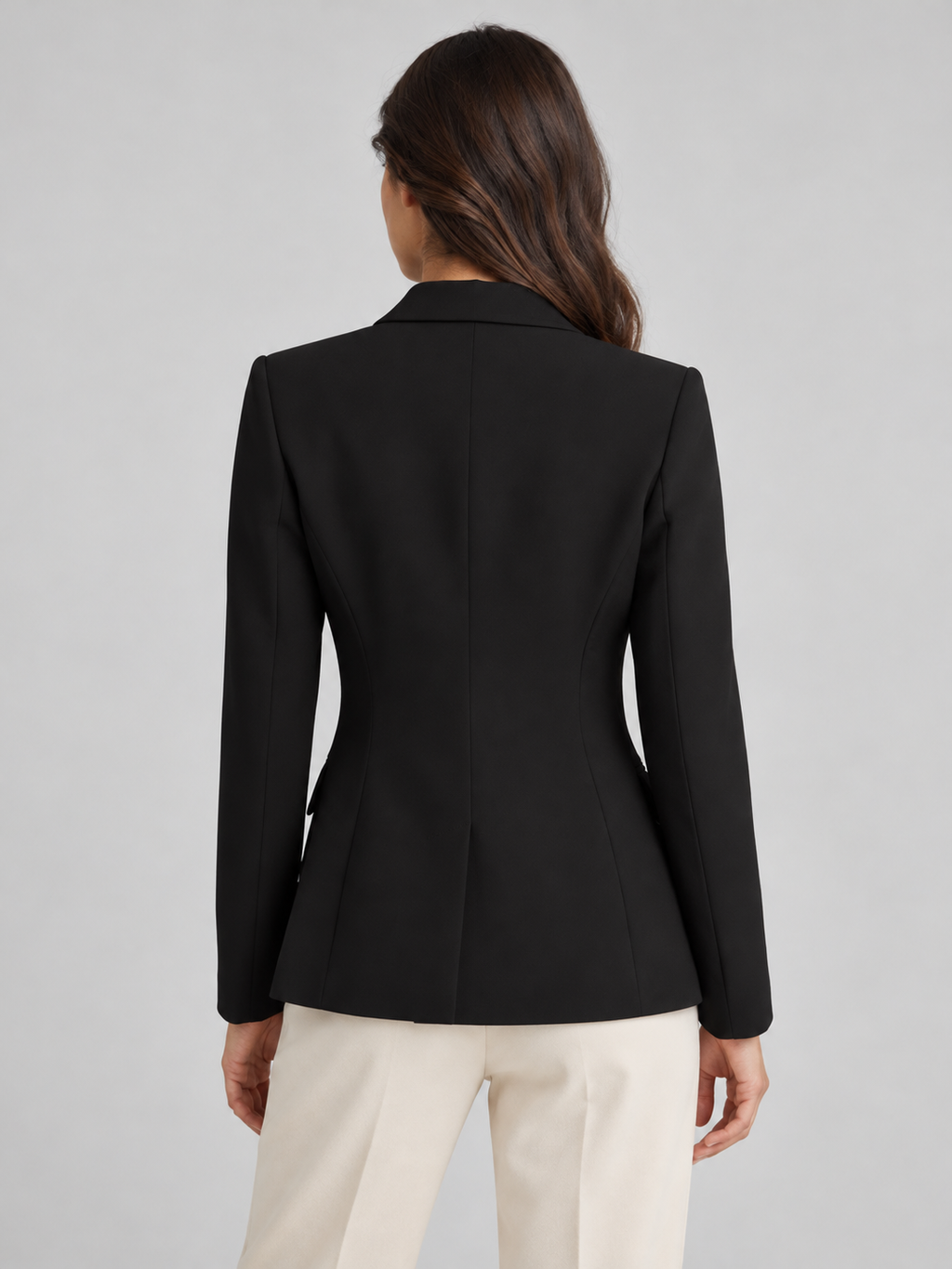 Women's double-breasted blazer in black