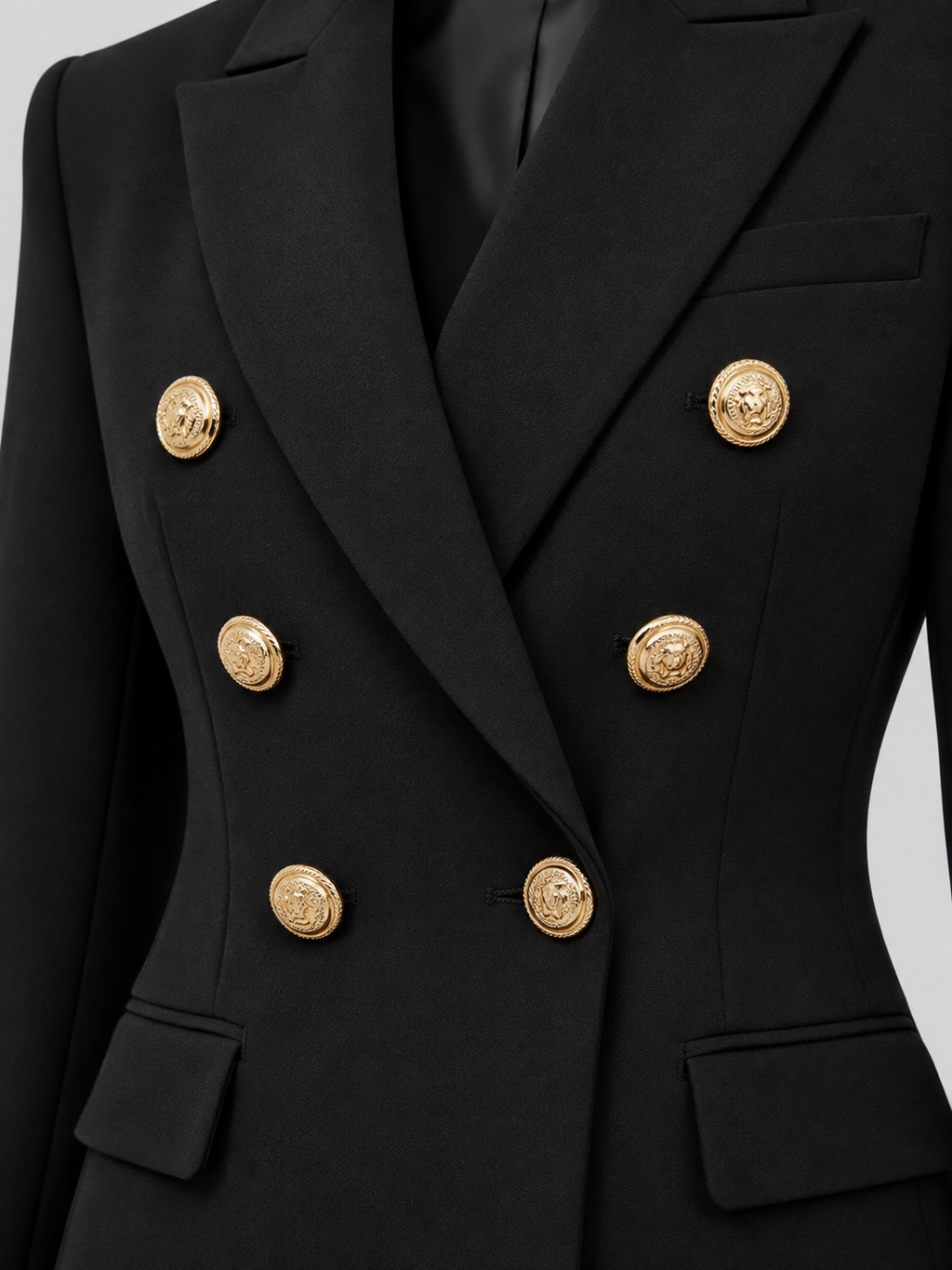 Women's double-breasted blazer in black
