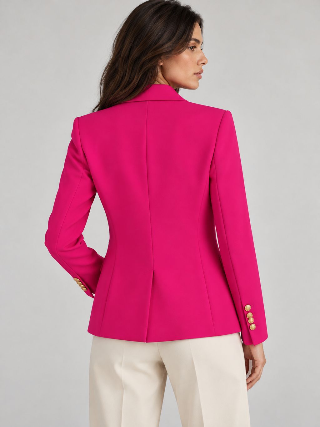 Women's double-breasted blazer in pink