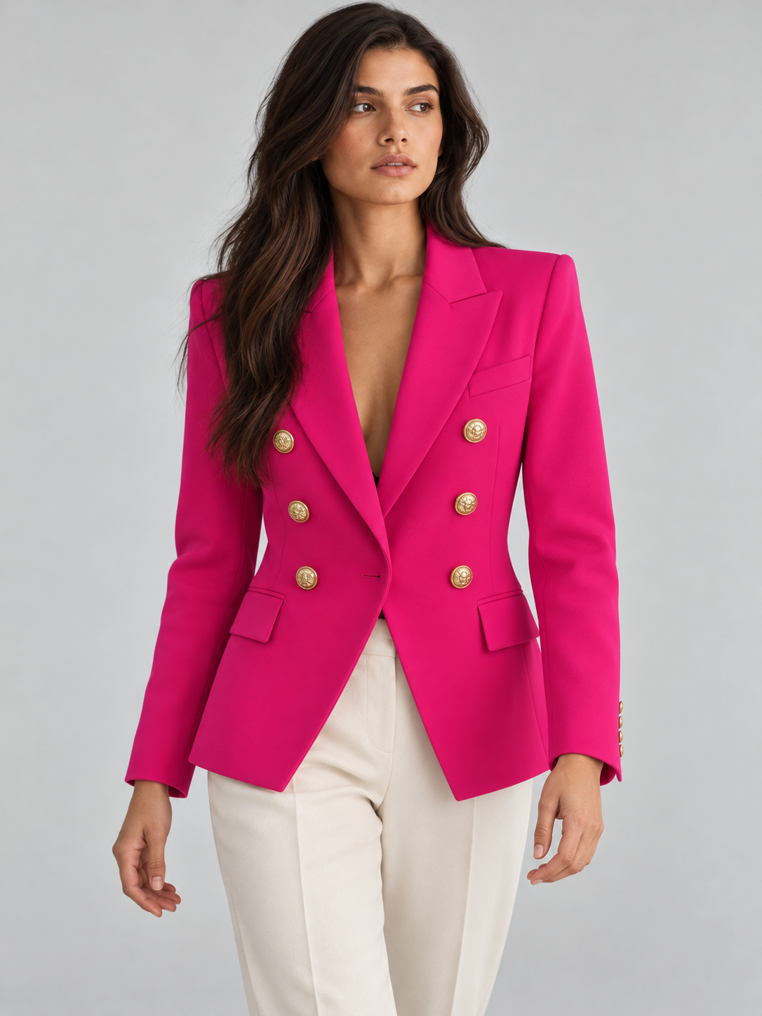Women's double-breasted blazer in pink