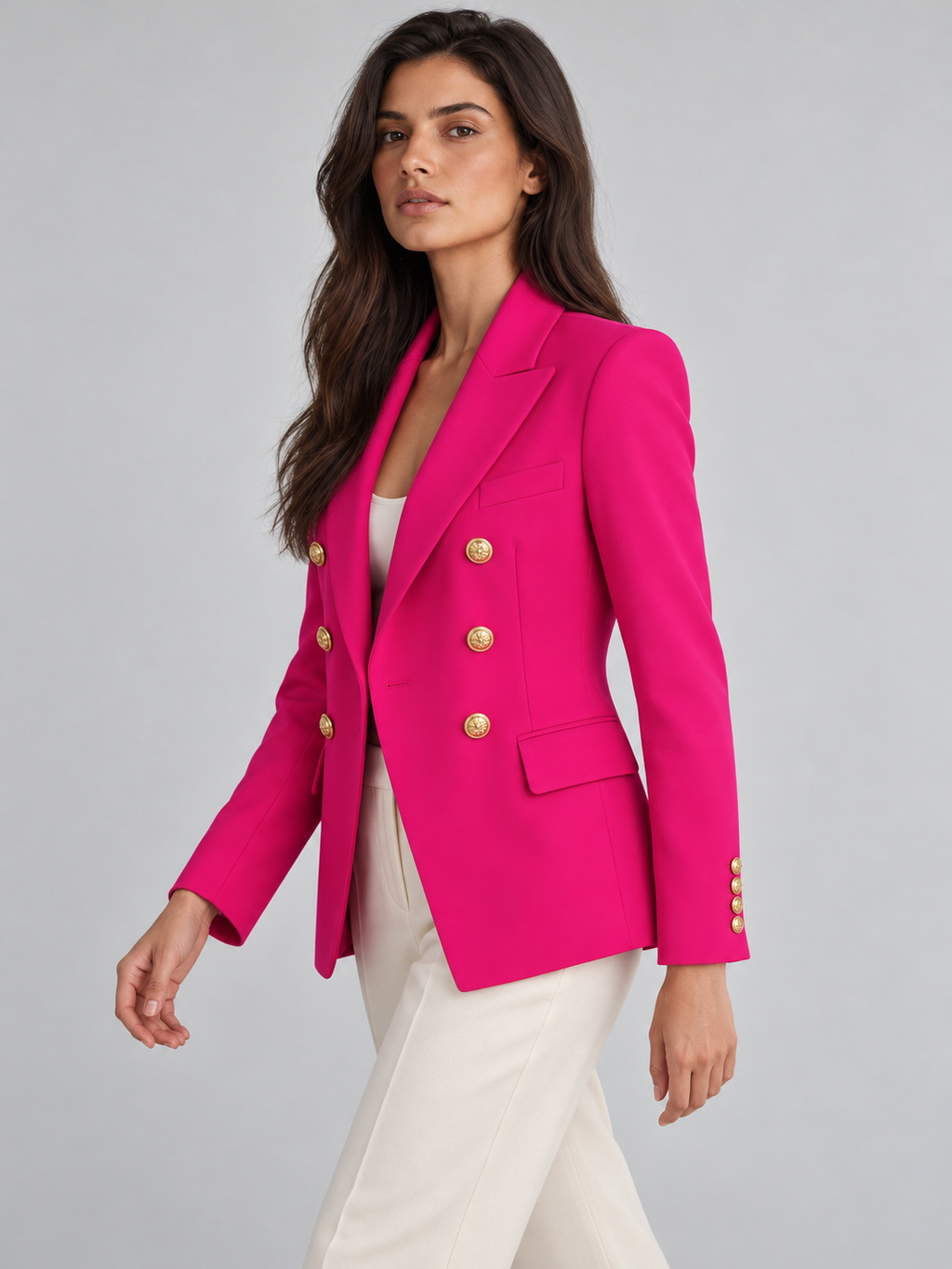 Women's double-breasted blazer in pink