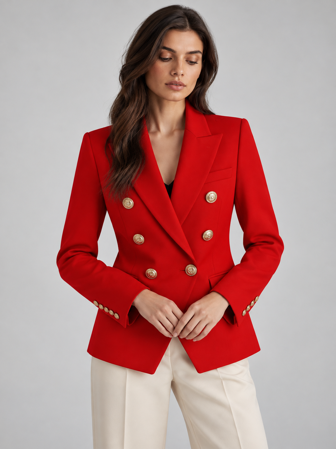 Women's double-breasted blazer in red