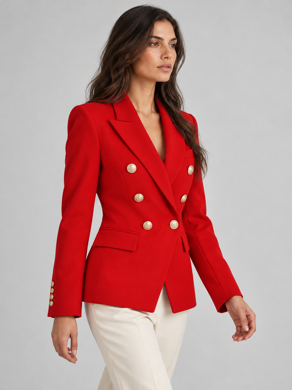 Women's double-breasted blazer in red
