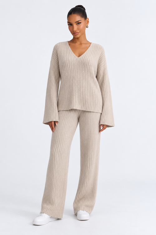 Comfortable 2-Piece Set - beige front - studio