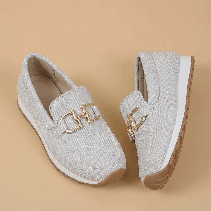 white mesh sneaker loafers, pair