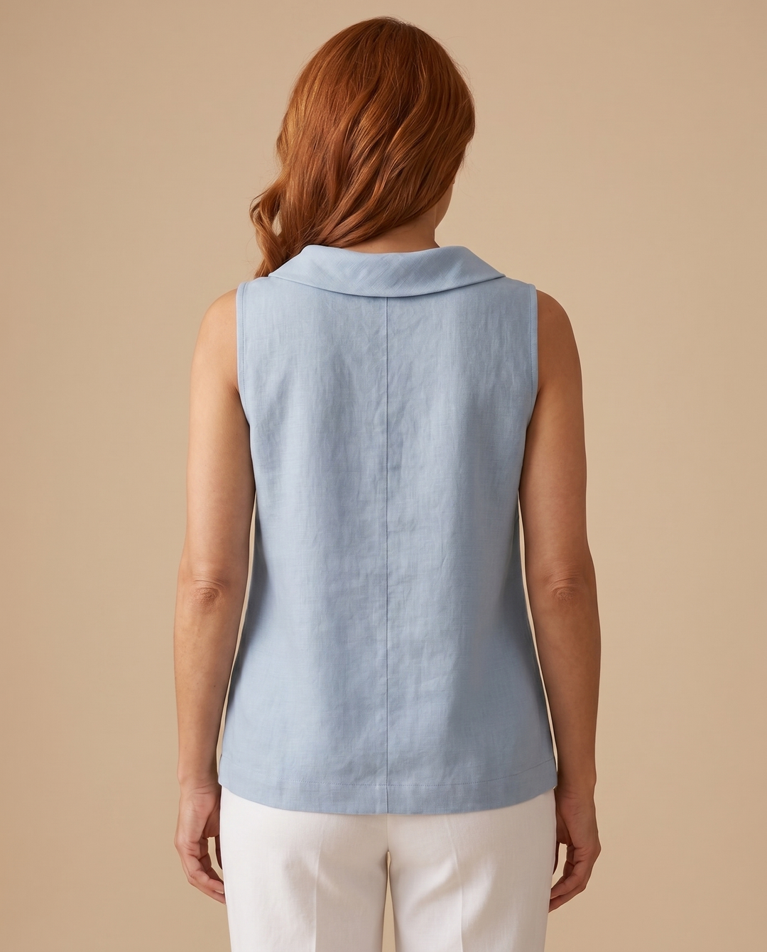 blue roll collar top back