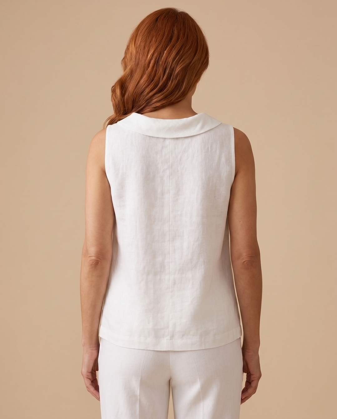 white roll collar top back