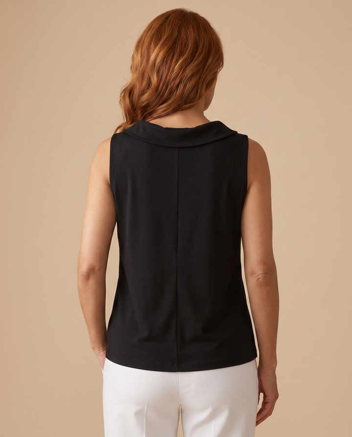 black roll collar top back