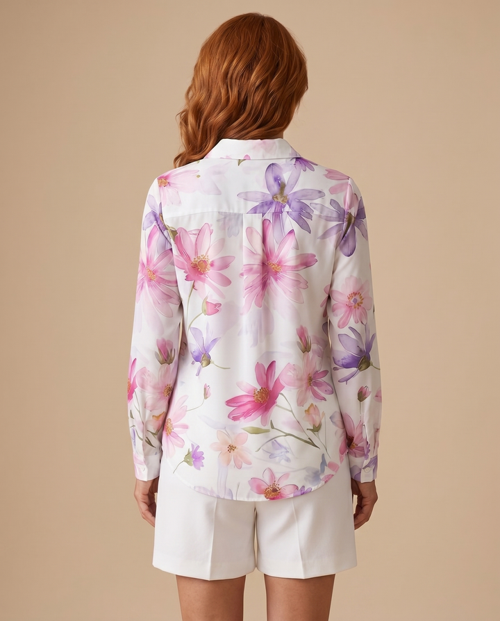 white floral blouse back