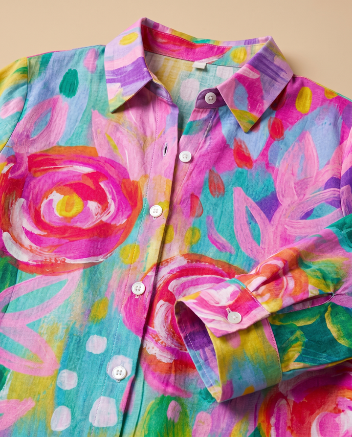 floral blouse print and collar detail