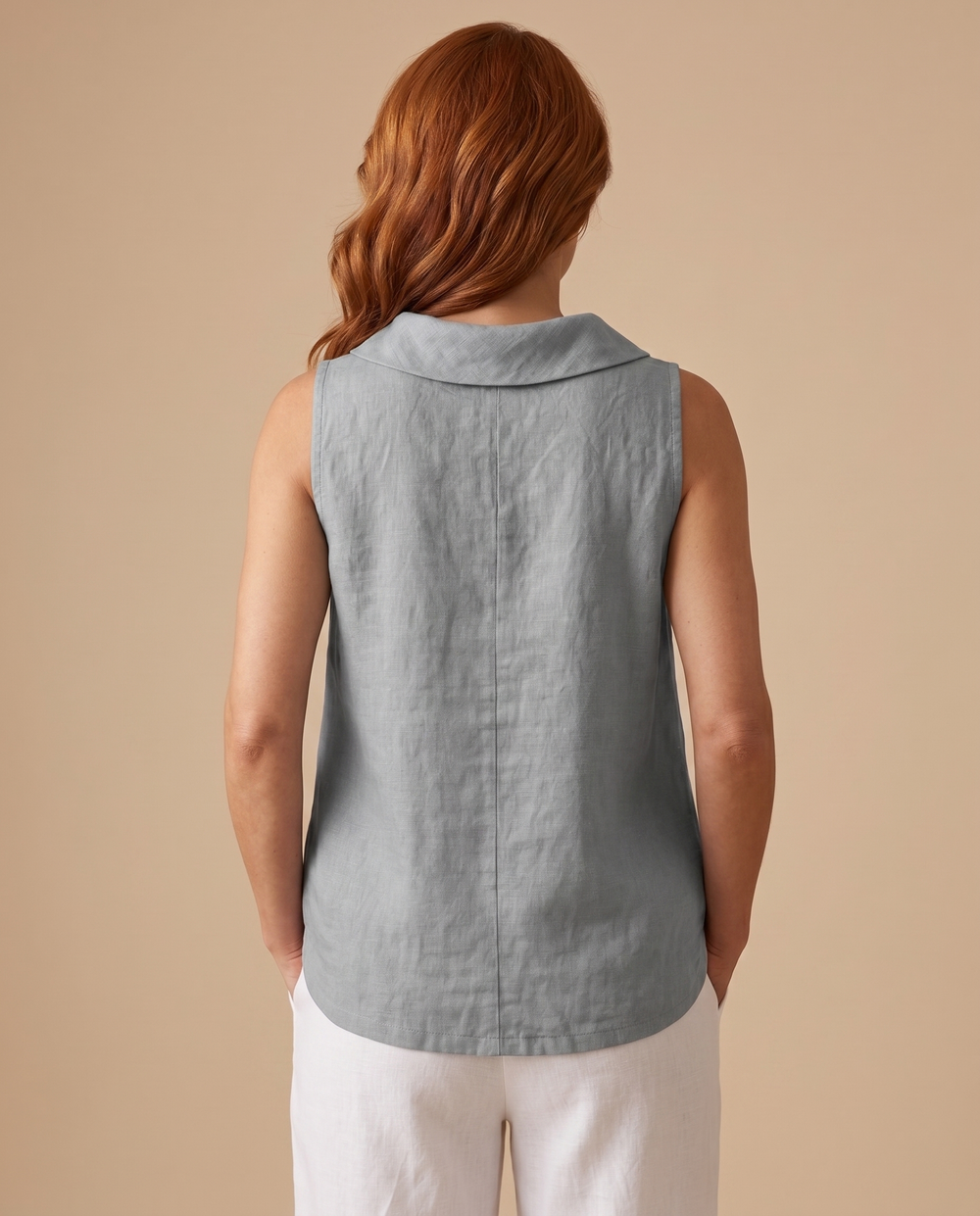 grey roll collar top back