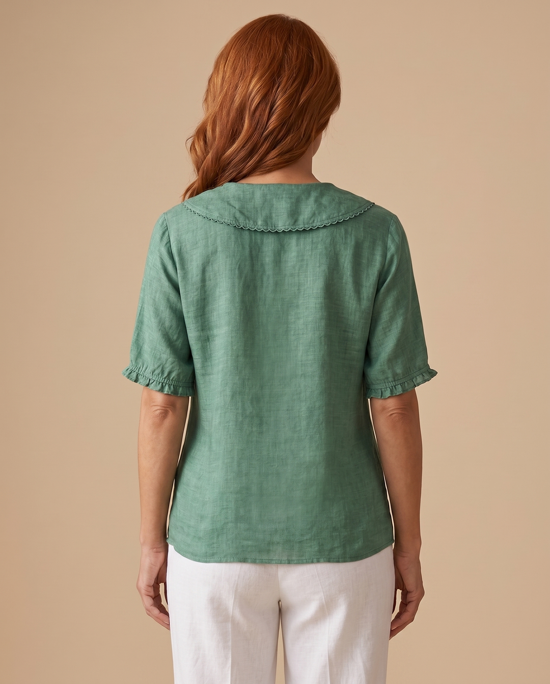 green sailor collar blouse back