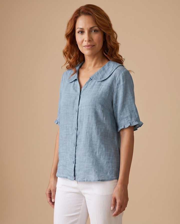 blue sailor collar blouse front