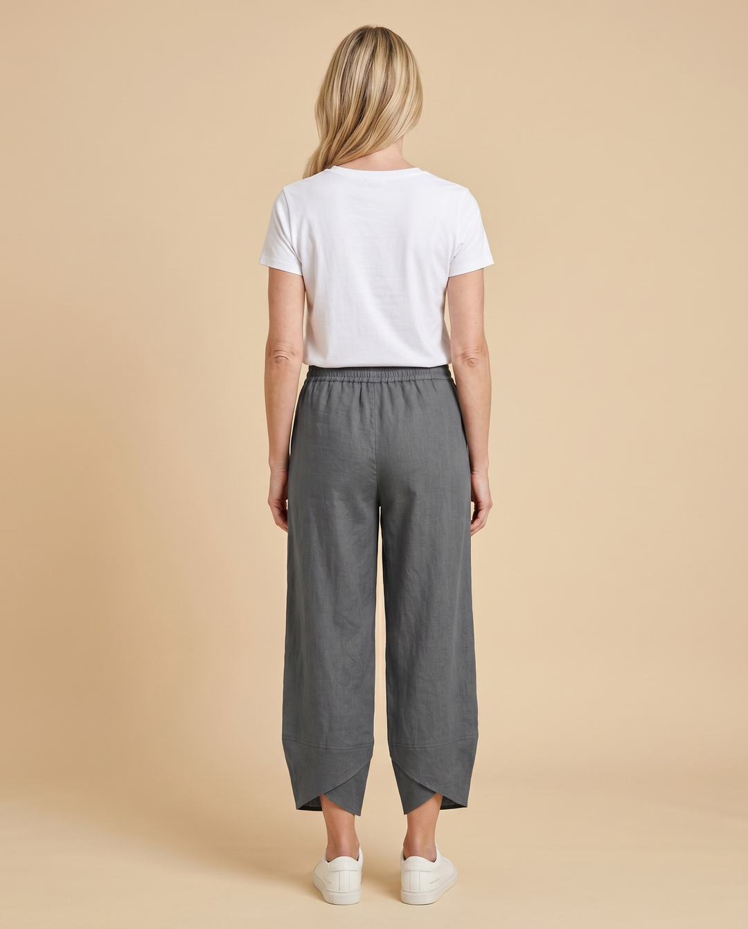gray wide-leg petal-hem pants back