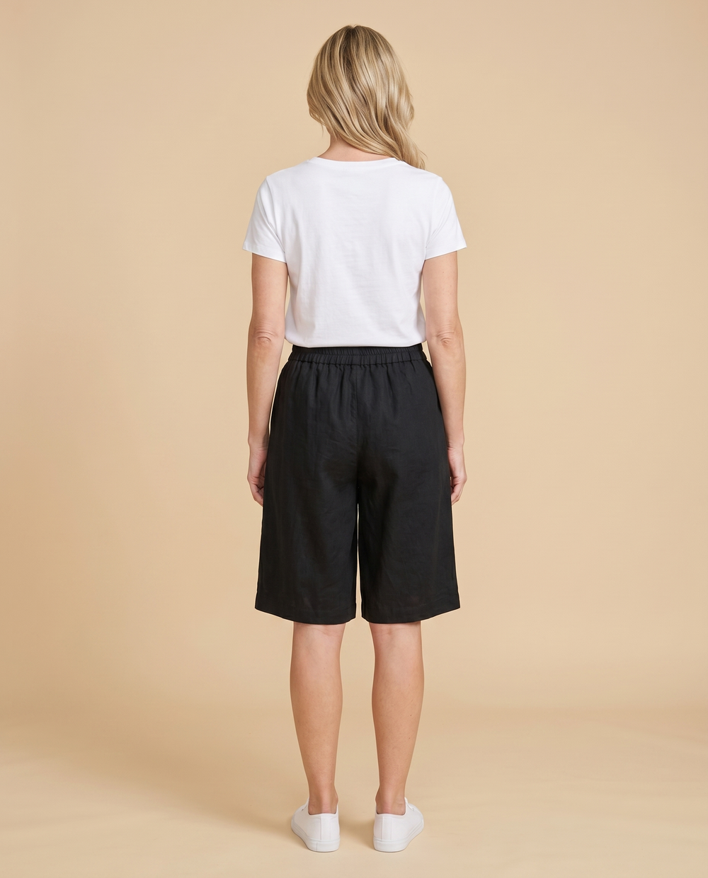 black knee-length comfort shorts back