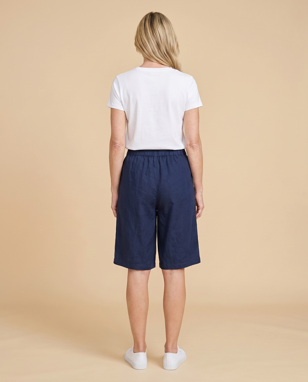 navy knee-length comfort shorts back