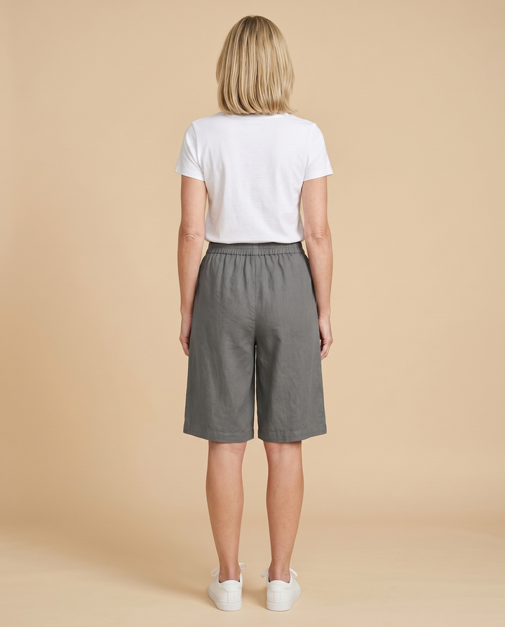 gray knee-length comfort shorts back