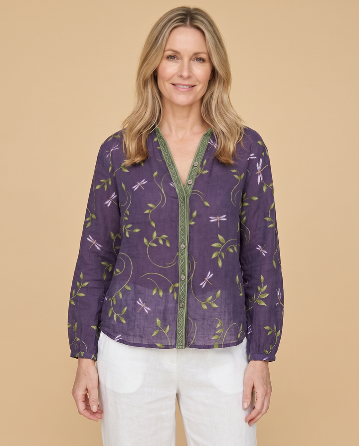 purple bohemian blouse front
