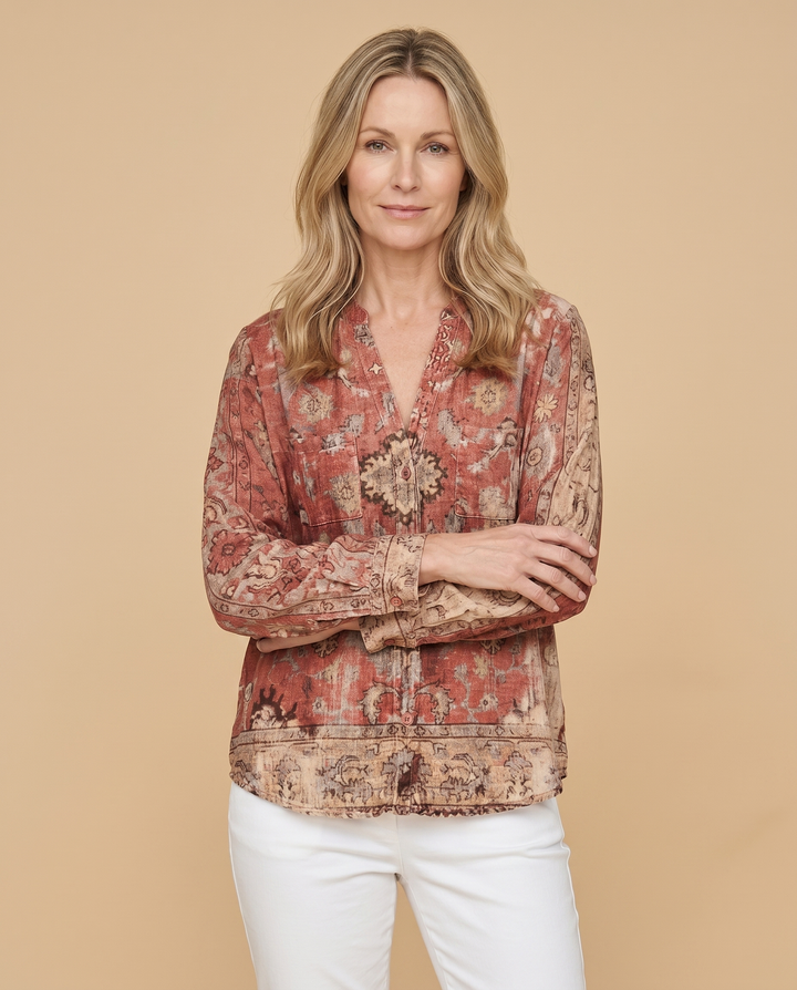 reddish bohemian blouse front