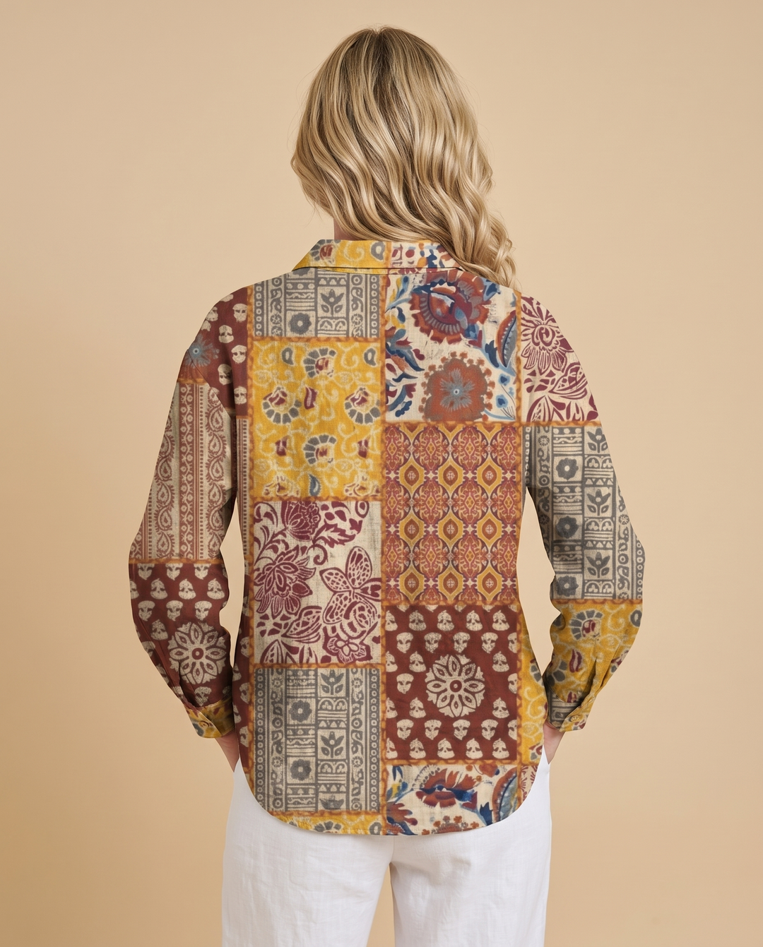 yellow bohemian blouse back