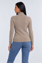 High Neck Knitted Sweater for Women - camel back - studio