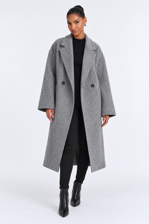 Comfortable coat — gray-front studio view