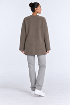 Elegant knitted cardigan — coffee-back studio view