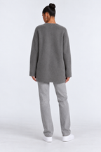 Elegant knitted cardigan — gray-back studio view