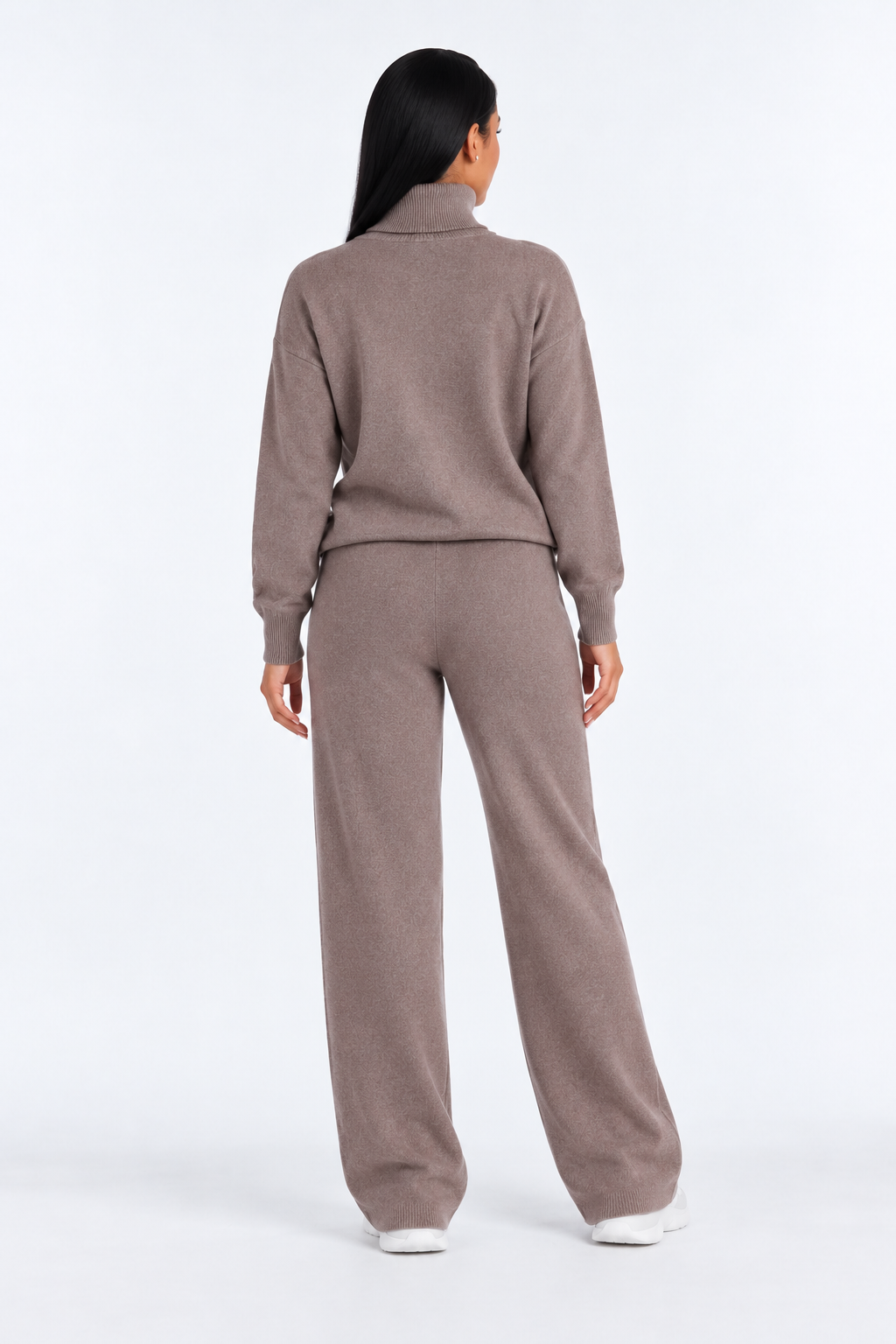 Brown knitted set — back studio view