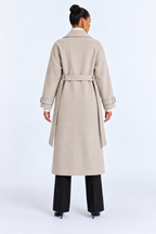 Long wool coat — beige-back studio view
