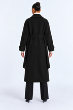 Long wool coat — black-back studio view