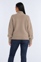 Knitted turtleneck — khaki-back studio view