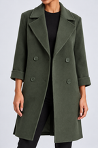 Wool winter coat — army-green-detail studio view