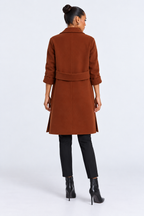 Wool winter coat — brown-back studio view
