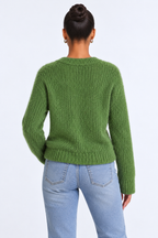 Retro Knitted Sweater for Women - green back - studio