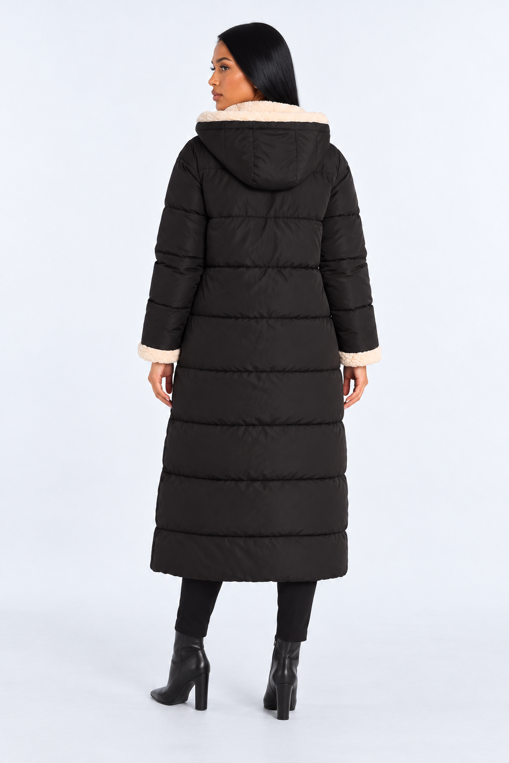 Reversible Winter Jacket for Women - black back - studio