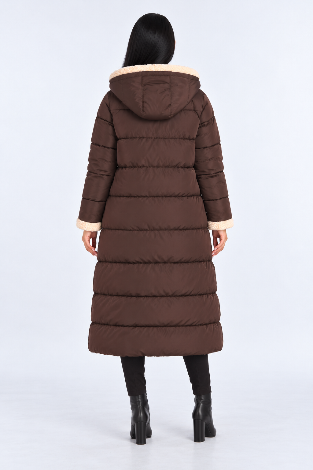 Reversible Winter Jacket for Women - brown back - studio