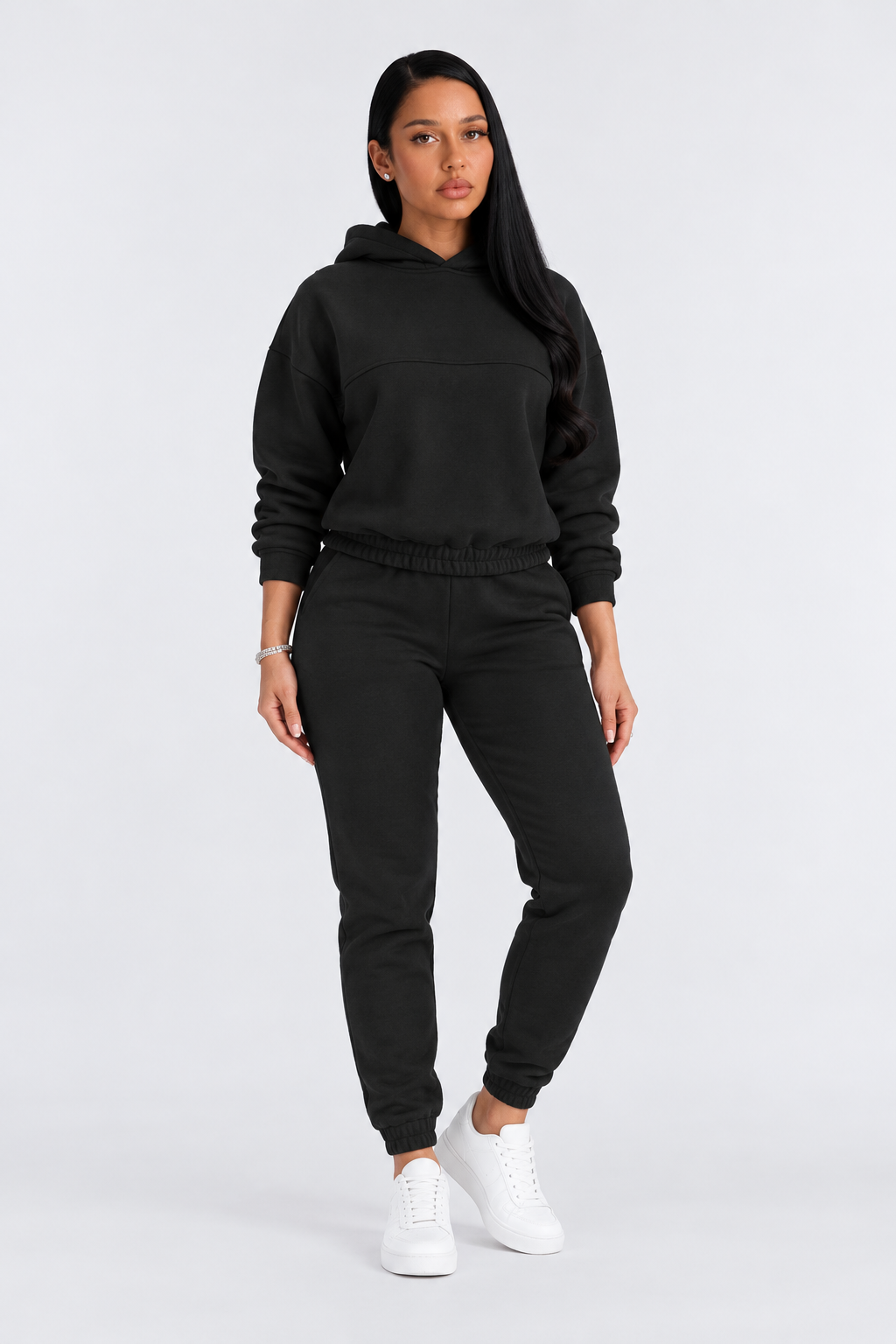 Stylish & Comfortable Tracksuit for Women - black front - studio