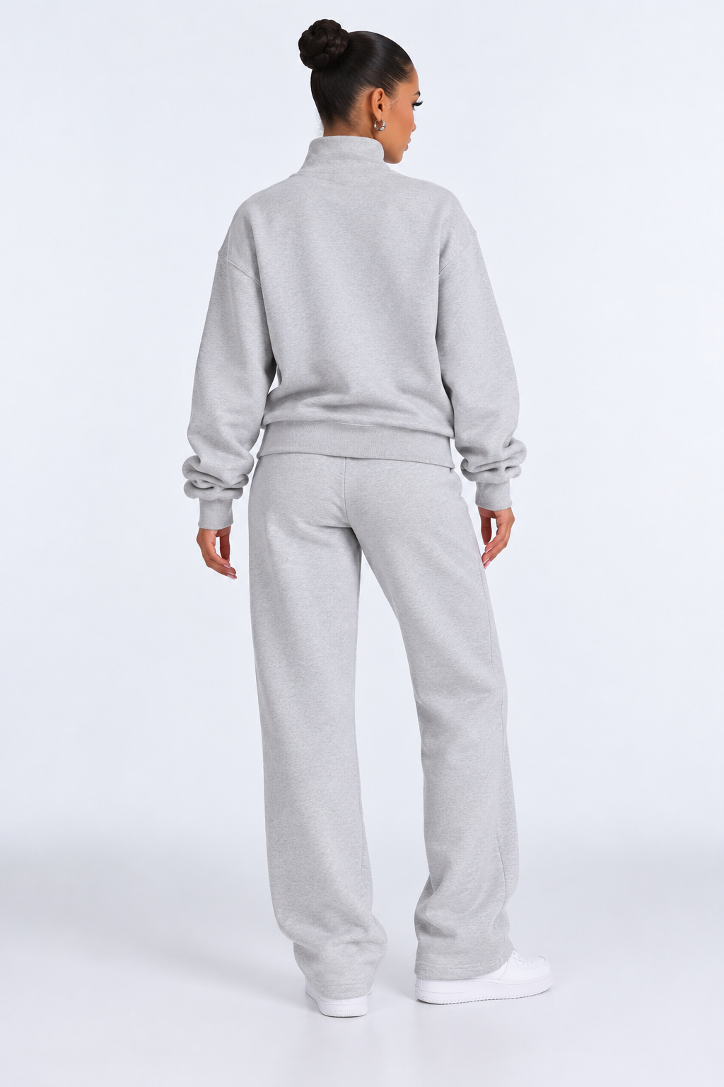 Winter 2-Piece Tracksuit for Women - gray back - studio