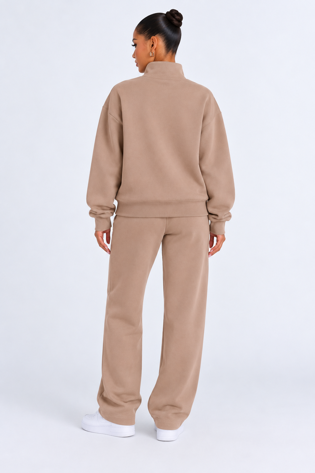 Winter 2-Piece Tracksuit for Women - khaki back - studio