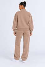Winter 2-Piece Tracksuit for Women - khaki back - studio
