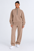 Winter 2-Piece Tracksuit for Women - khaki front - studio