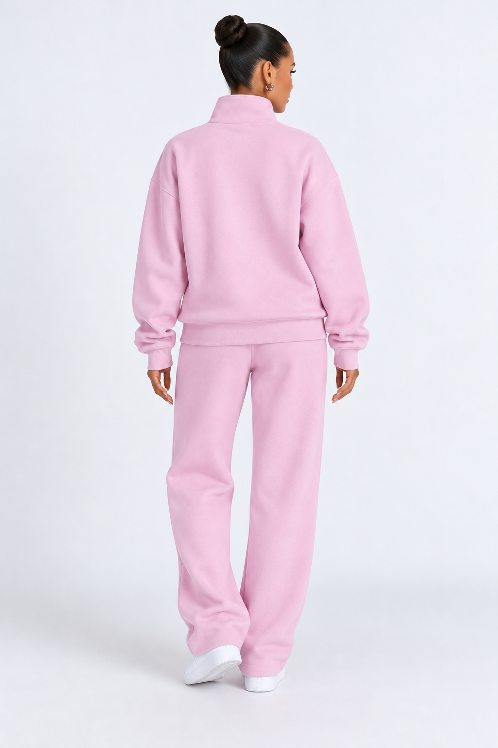 Winter 2-Piece Tracksuit for Women - pink back - studio